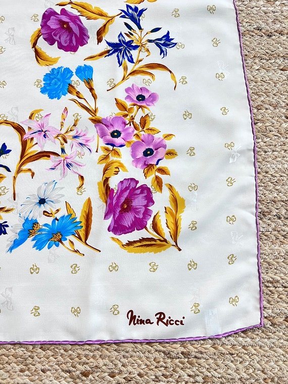 Beautiful vintage Nina Ricci floral silk scarf //… - image 1
