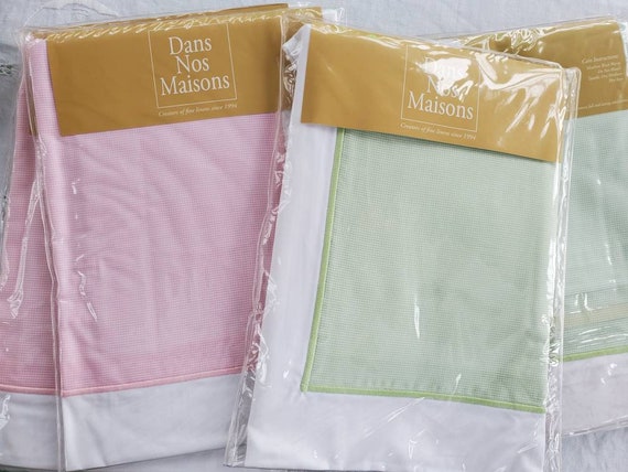 Dans Nos Maisons French boudoir pillow sham // Fine linens // 100% cotton / Vintage new stock / pink or green gingham / luxury nursery decor