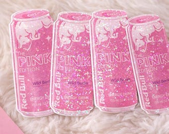 Pink Energy Drink Sticker, Sparkly and Holographic!