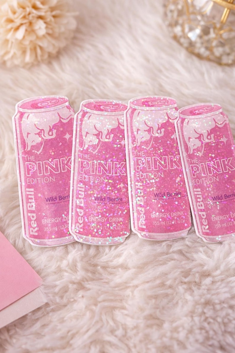 Pink Energy Drink Sticker, Sparkly and Holographic! image 1