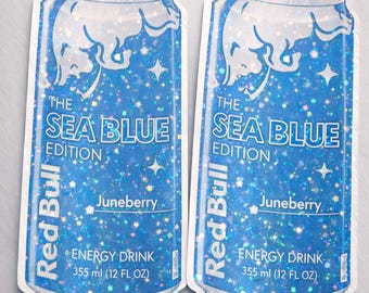 Blue Energy Drink Sticker, Sparkly and Holographic!
