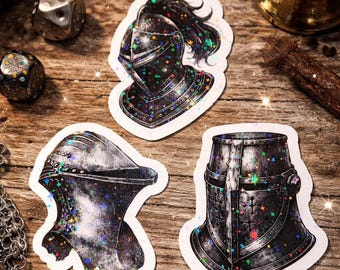 Holographic Medieval Knight Sticker Set, Water-Resistant Vinyl