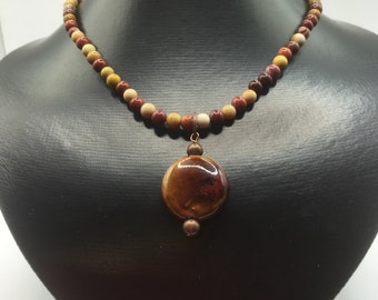 Mookaite choker, Short Mookaite necklace, Gemstone collar necklace, Mookaite necklace, Ceramic pendant, Earthy jewellery, Earthy necklace