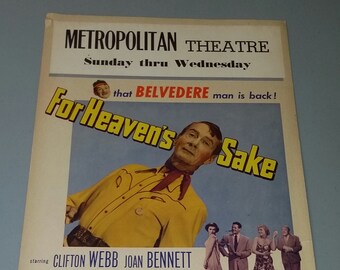 Vintage 1950 For Heaven's Sake Clifton Webb Western Lobby Poster