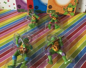 Set of 4 Teenage Mutant Ninja Turtles Keychain Figures (Opened)