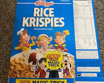 Vintage 1993 Kellogg's Rice Krispies Disney Afternoon Goof Troop Magic Trick Cereal Box