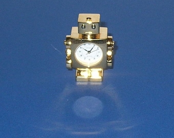 Small Gold Colored Desktop Robot Clock - Non-Working