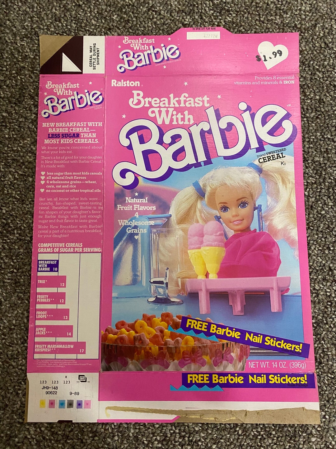 Vintage 1989 Ralston Breakfast With Barbie Cereal Box Nail Sticker Offer Etsy