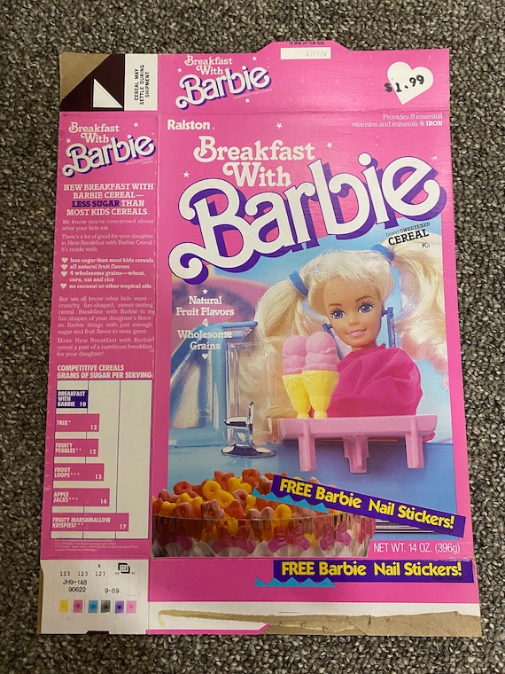 Vintage 1989 Ralston Breakfast With Barbie Cereal Box Nail Sticker Offer Etsy