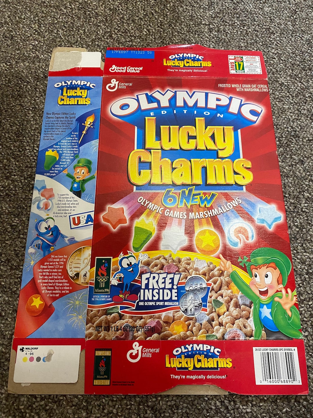 Vintage 1996 General Mills Atlantic Olympics Lucky Charm Box