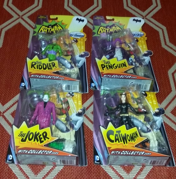Figurines DC Comics - Batman & Robin + Le Joker & Le Sphynx (The Riddler) - Neuf