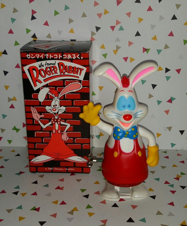 Vintage 1987 Who Framed Roger Rabbit Windup Masudaya Robot Toy Not-Working image 1