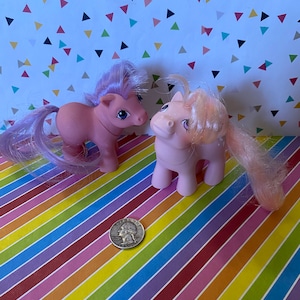 Vintage 1983 Hasbro G1 My Little Pony Baby Ember and Cotton Candy Figure