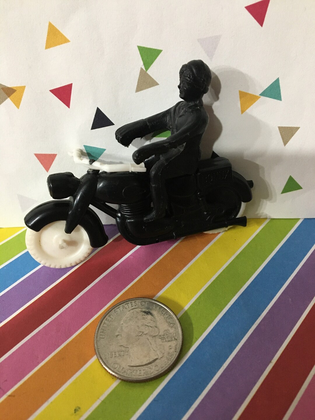 Vintage Plastic Motorcycle Toy With Rider Etsy