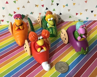 Vintage Set of 4 1988 Fraggle Rock Vegetable Cars - McDonald's Toys