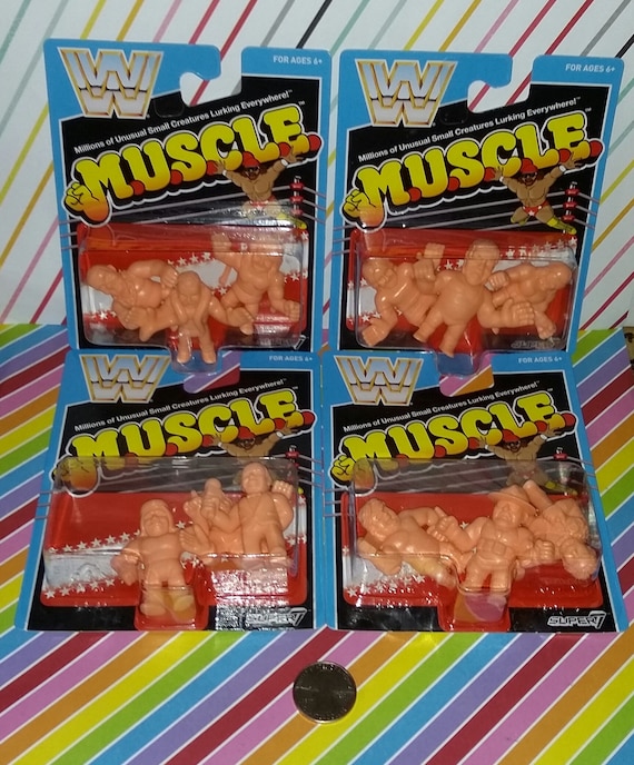 Set of 4 Super 7 1980s Muscles WWF Superstars Figures on Card