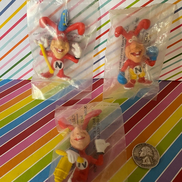 Set of 3 Vintage Avoid the Noid Domino's Pizza Sealed Advertising Figures New Old Stock