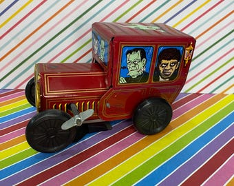Voiture à remonter Yone Tin Groolies Monsters vintage des années 1960 - Groovie Goolies
