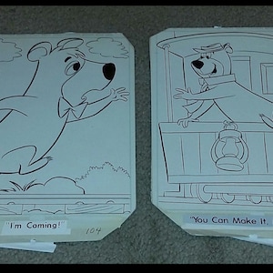 Vintage 1960s Whitman Coloring Book Hanna Barbera Yogi Bear and Boo Original Production Art