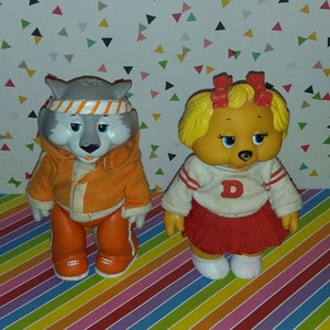 Lot vintage de 2 figurines Tomy Get Along Gang 1984 (Dotty Dog et Zipper Cat)