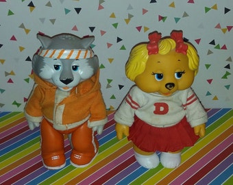 Vintage lot of 2 1984 Tomy Get Along Gang Figures (Dotty Dog and Zipper Cat)