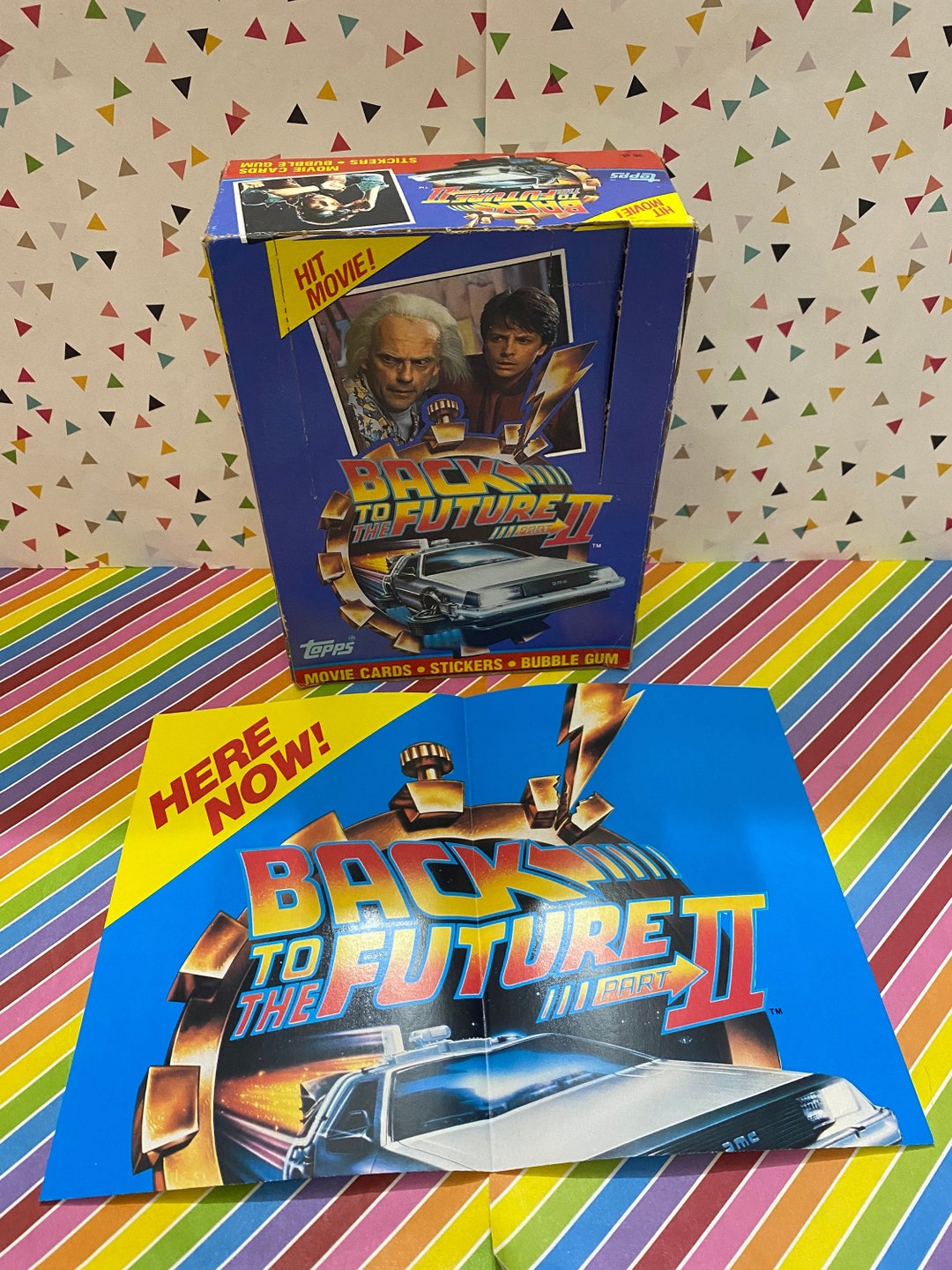 Vintage 1989 Back to the Future 2 Topps Cards Empty Box and Poster