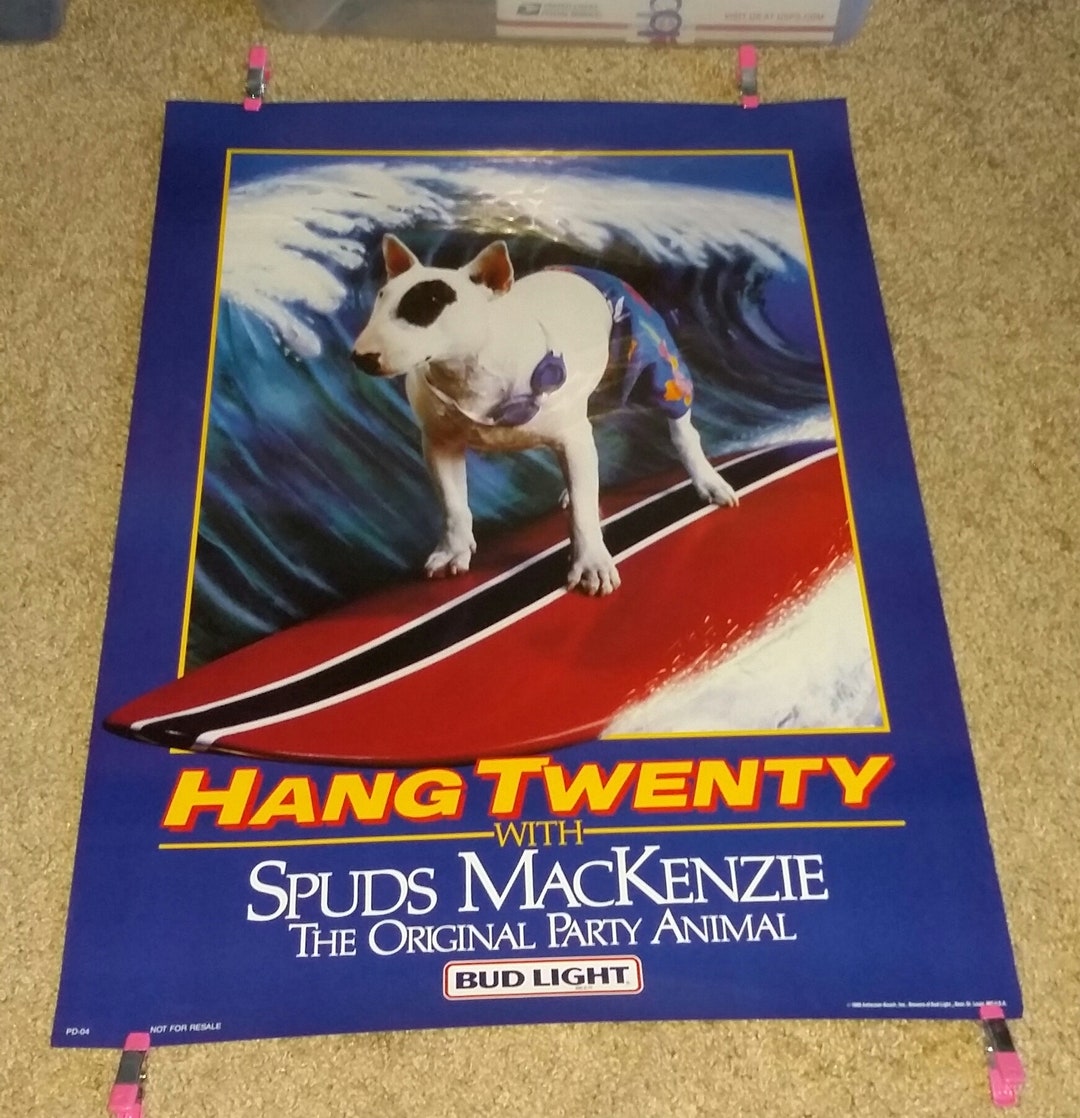 Vintage Original 1986 Budweiser Spuds Mackenzie Advertising Poster