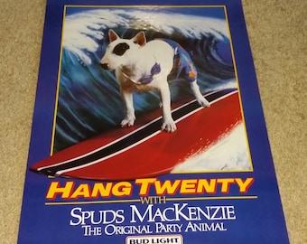 Vintage Original 1986 Budweiser Spuds Mackenzie Advertising Poster