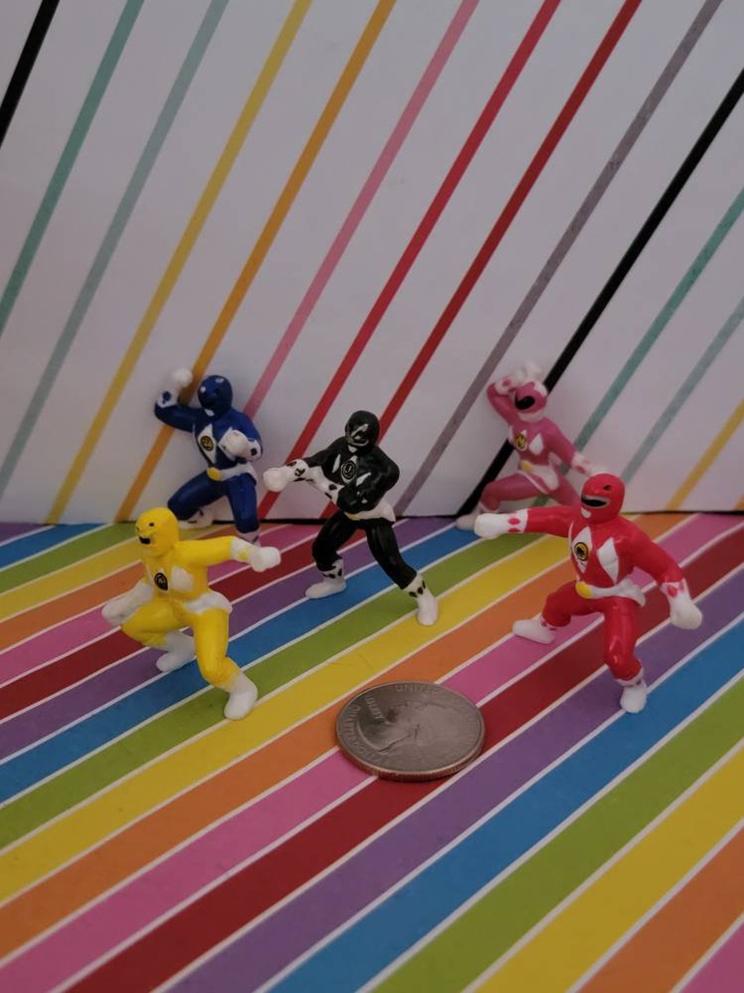 Set of 5 Mighty Morphin Power Ranger Rubber Mini Figures - Etsy