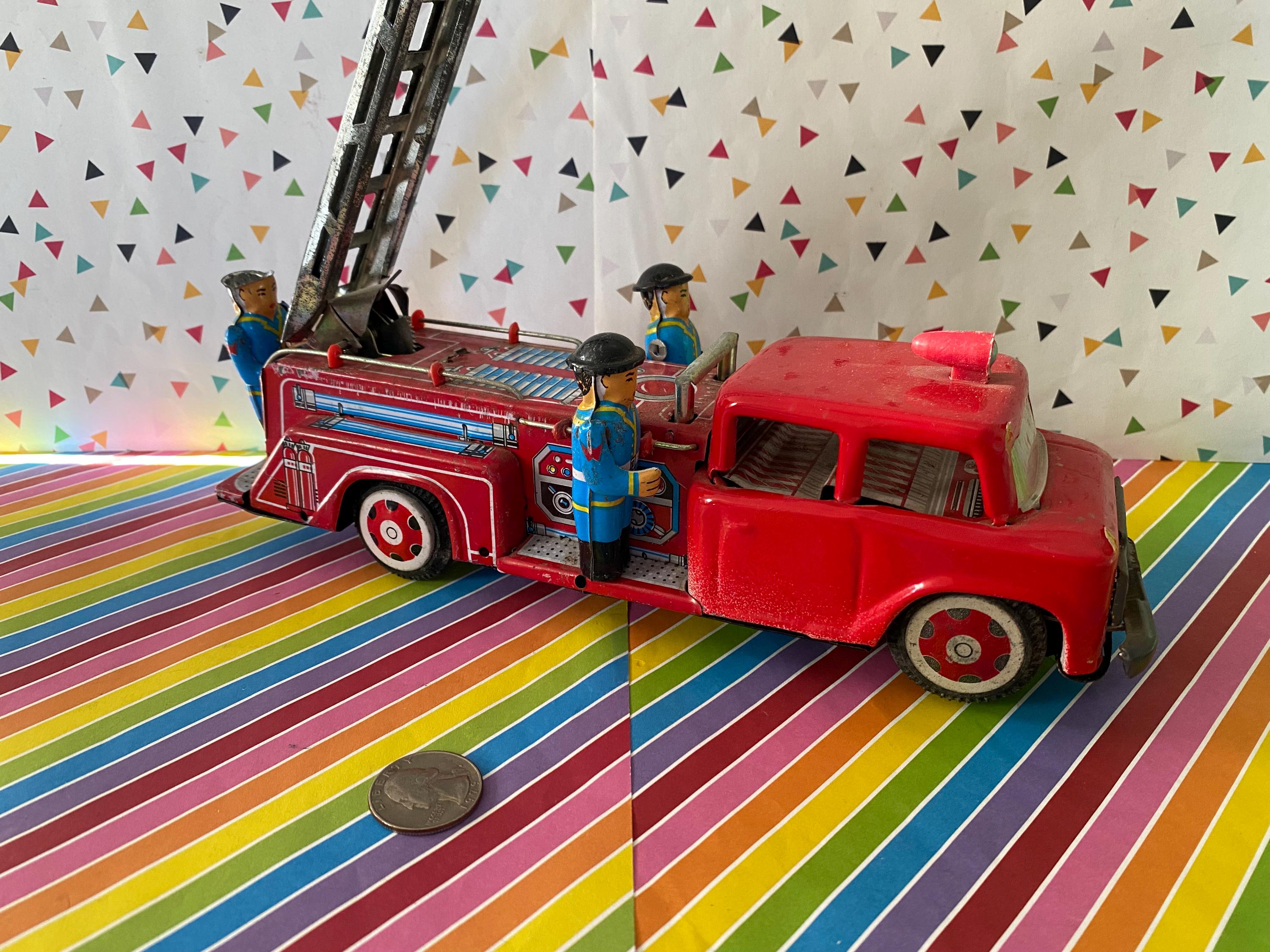 Vintage Tin Toy Fire Truck - Etsy