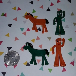 Vintage 1970s Lot of 4 Gumby and Pokey Mini Figures