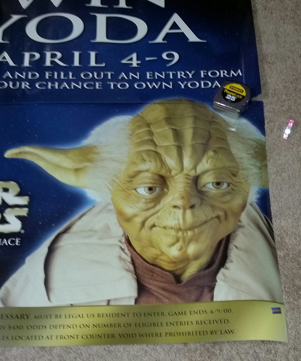 Vintage 1998 Blockbuster Star Wars Life Size Yoda Give Away Etsy