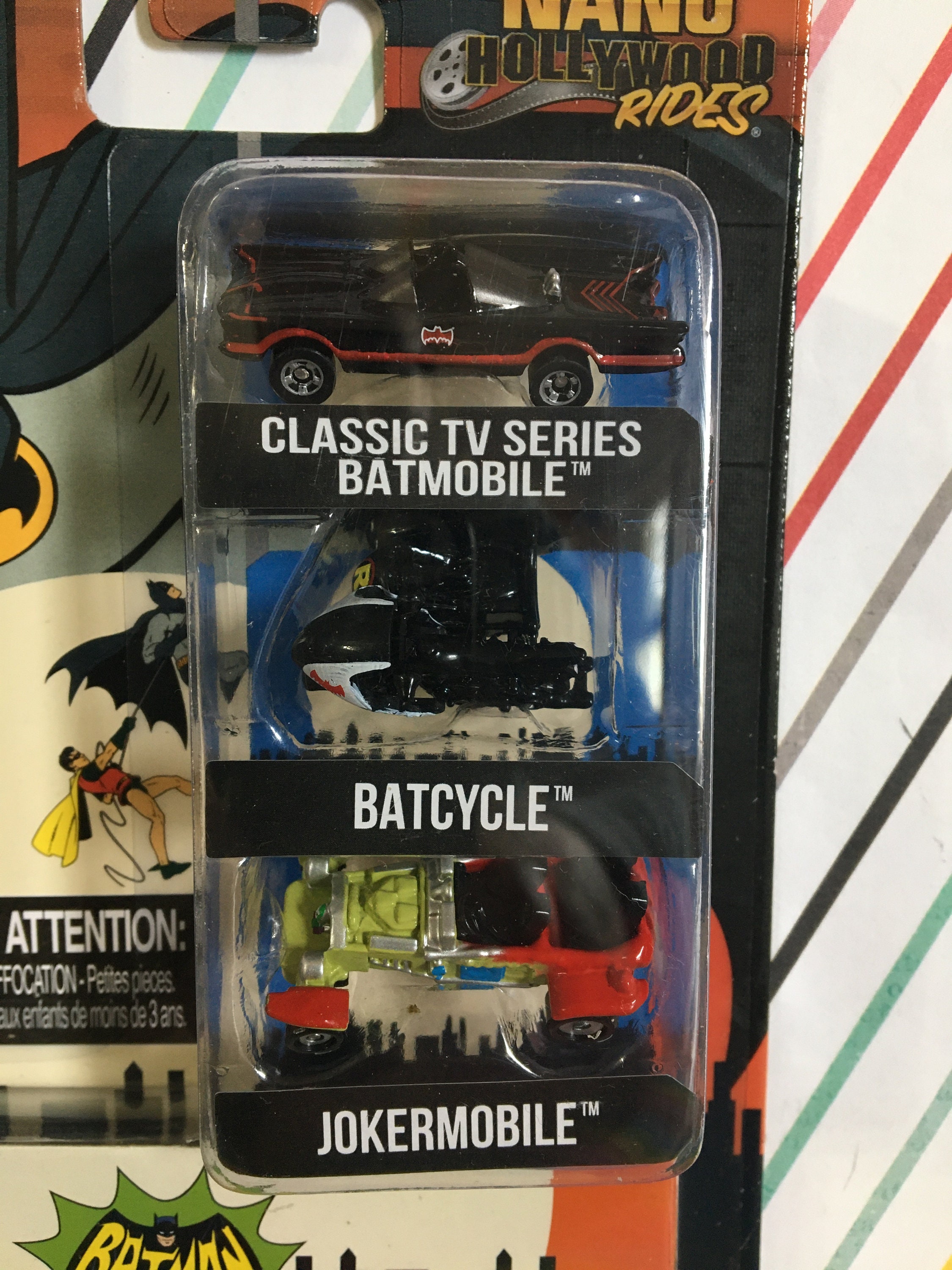 Jada Nano Mini Micro 1966 Batman Batmobile Set of 3 Die Cast