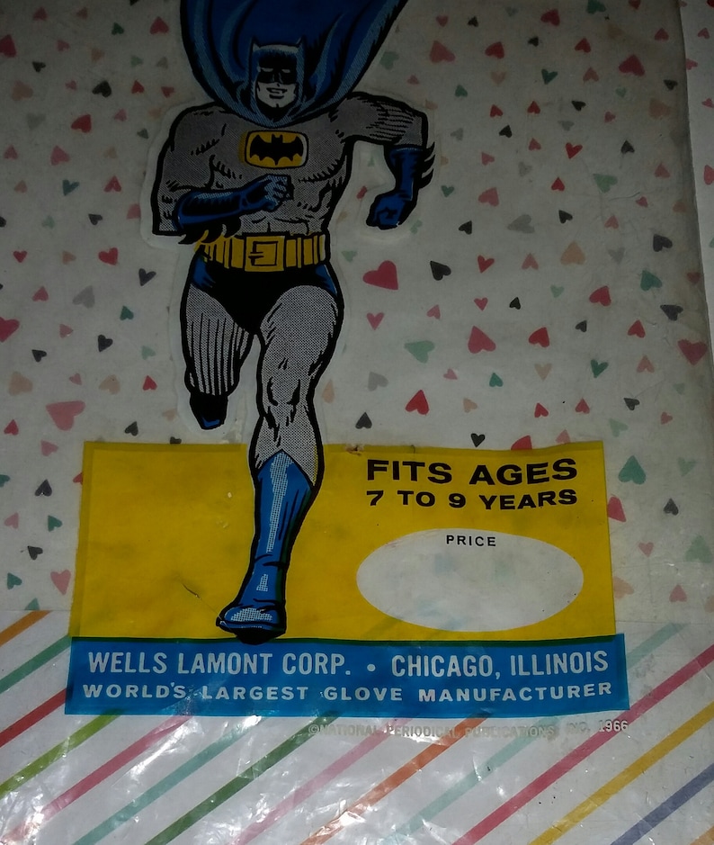 Vintage 1966 Batman Wells Lamont Youth Gloves w Bag