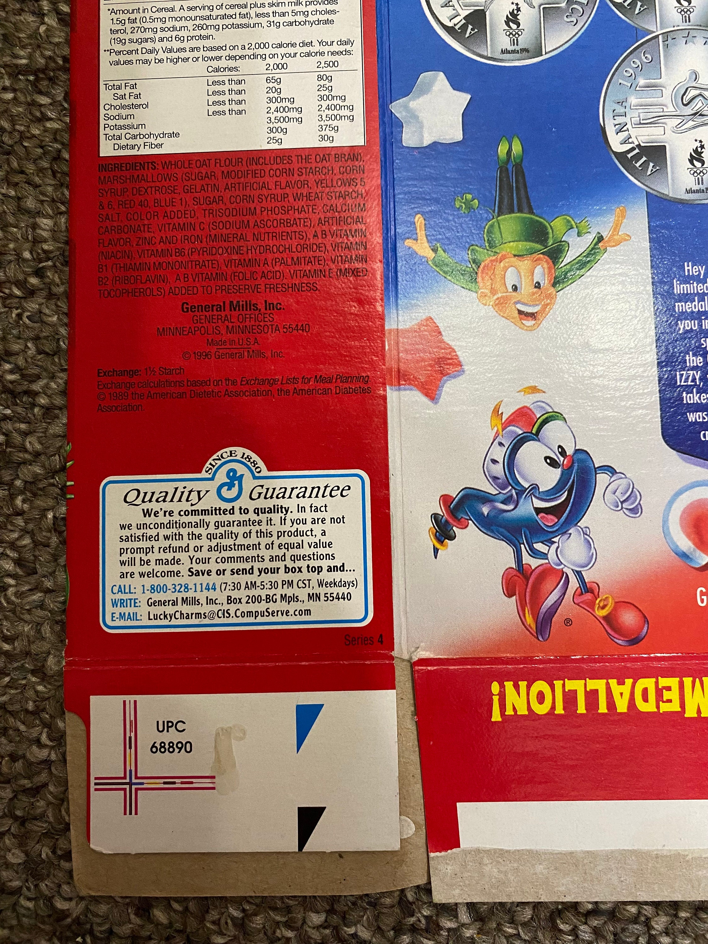 Vintage 1996 General Mills Atlantic Olympics Lucky Charm Box