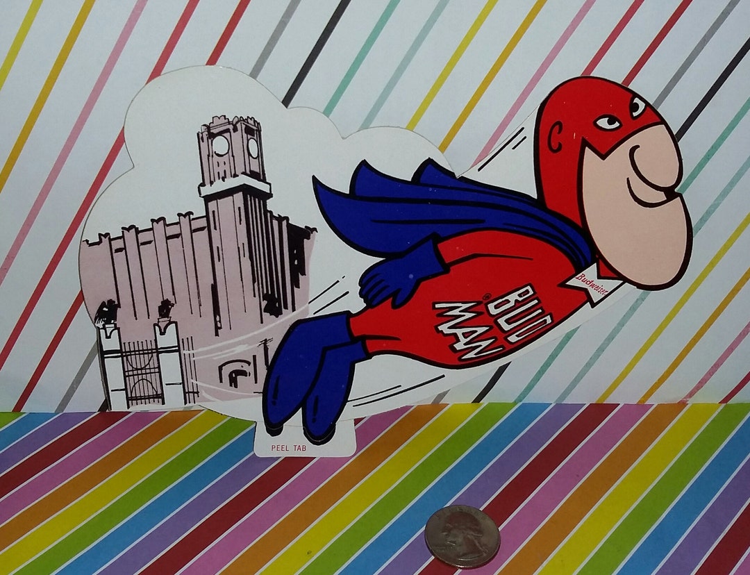 バドワイザー　バドマン　電飾サイン　1980年代 vintage original BUDWEISER beer BUD MAN STICKER LOT x3 with