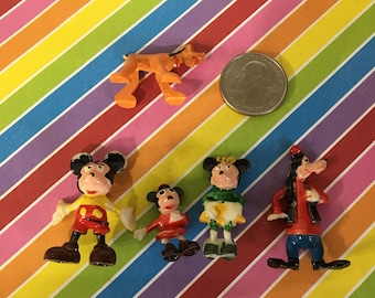 Vintage Lot of 5 1960s Marx Toys Disneykins Figures, Goofy, Mickey Minnie Mouse