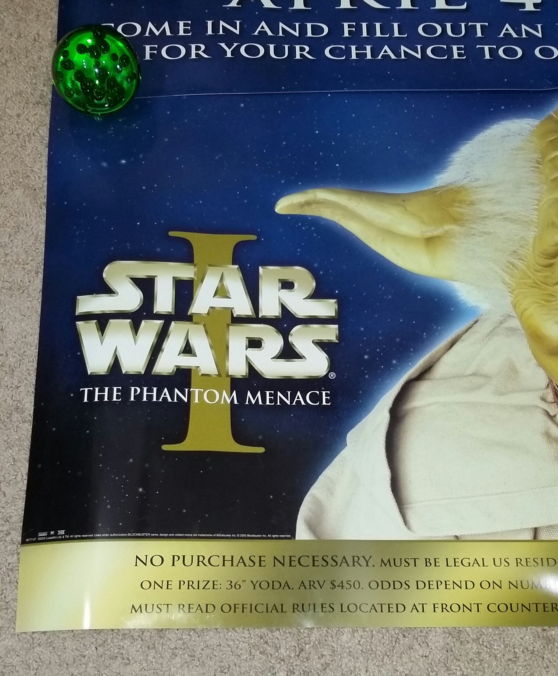 Vintage 1998 Blockbuster Star Wars Life Size Yoda Give Away Etsy