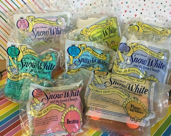 Vintage 1992 Mcdonalds Snow White and the Seven Dwarves Happy Meal Toy Bagged Complete Set