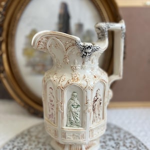 Vintage Charles Meigh Ceramic Pitcher with Apostle Figures | Gothic-Style Religious Pitcher, 1970s Reproduction
