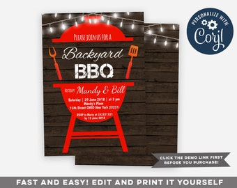 backyard bbq invite etsy