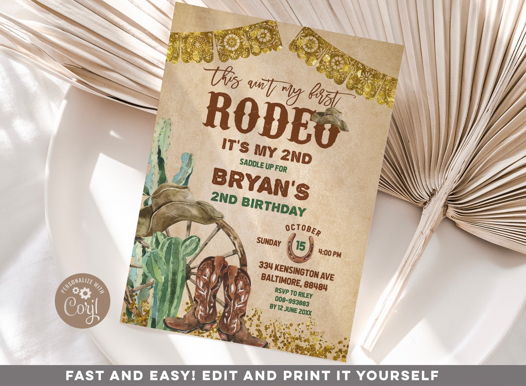 Décoration Anniversaire Cowboy Thème Western - 8 Centres De Table En Nid D'abeille Avec Bottes, Cactus, Chapeau - "This Ain't My First Rodeo, It's My Second"