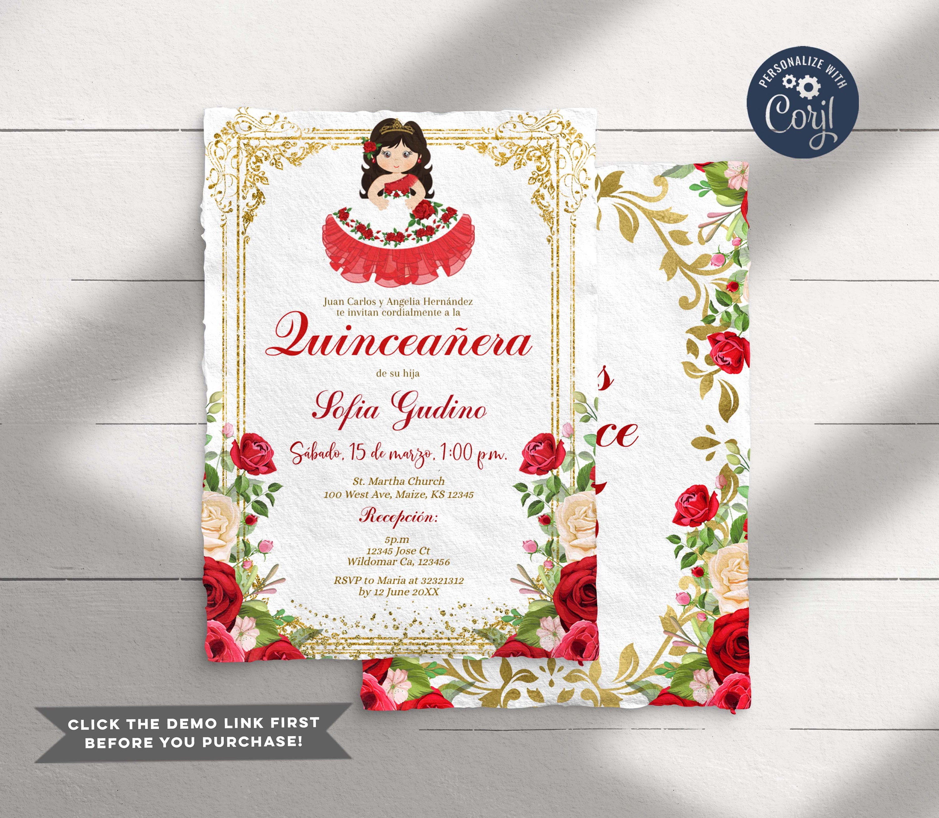 Red Quinceanera Invitation Rose Flowers Spanish Version Etsy Red Quinceanera Invitation Rose Flowers Spanish Version Etsy