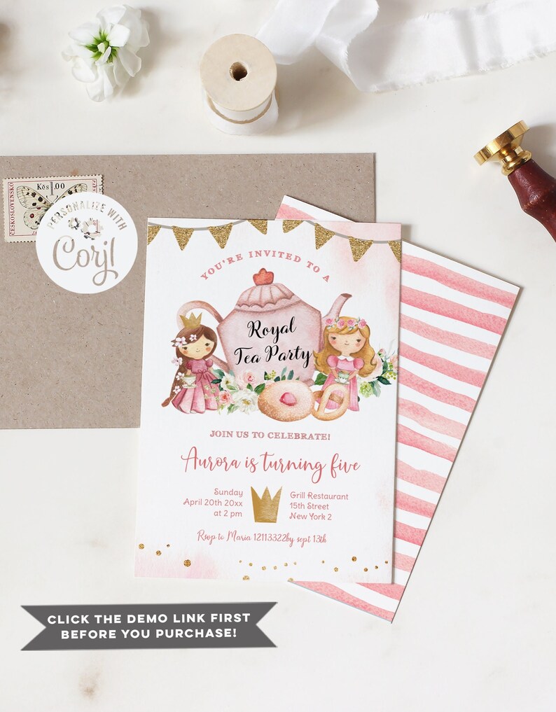 EDITABLE Princess Royal Tea Party Invitation Tea Birthday - Etsy
