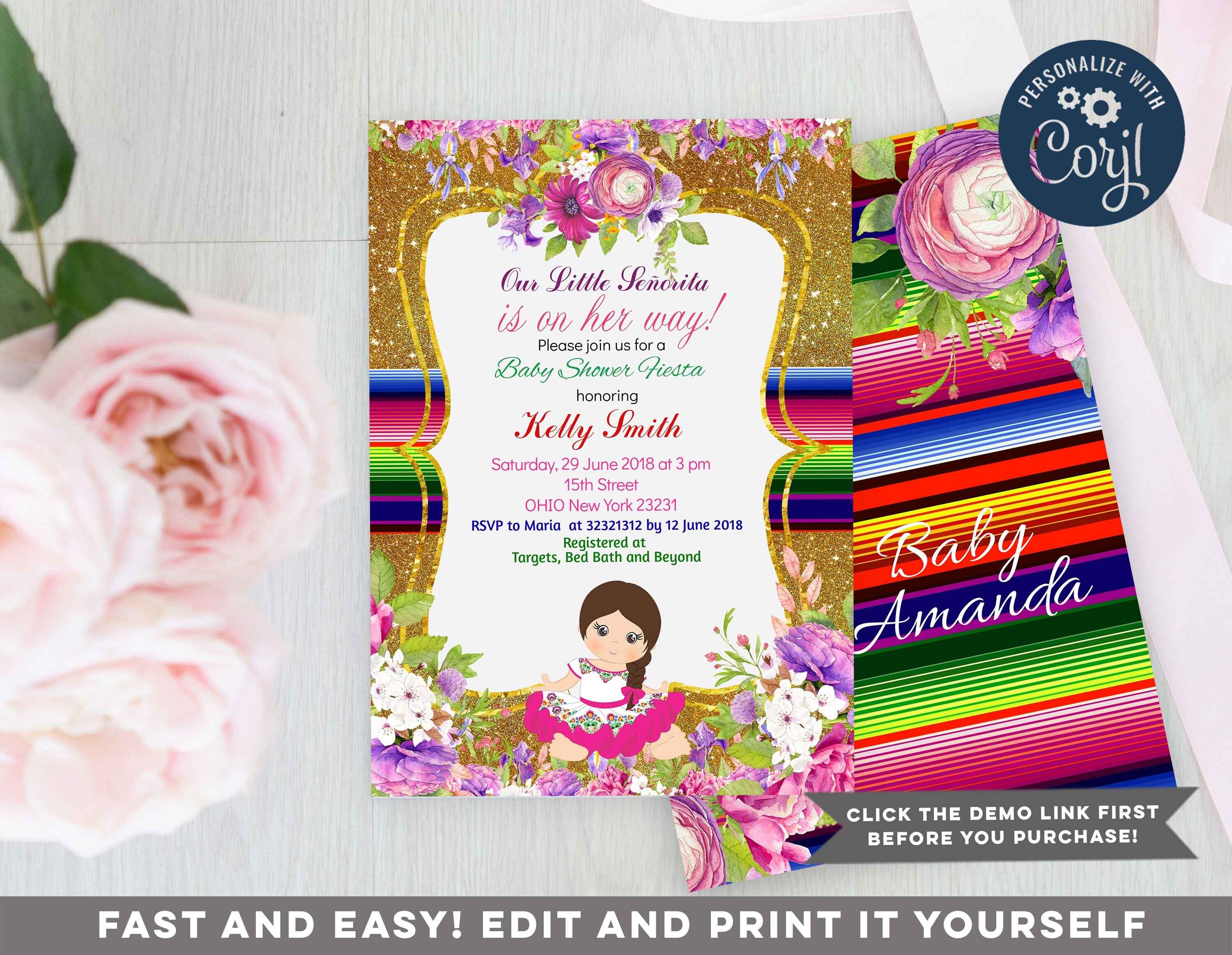 Girl Fiesta Baby Shower Invitation Senorita baby shower Etsy España