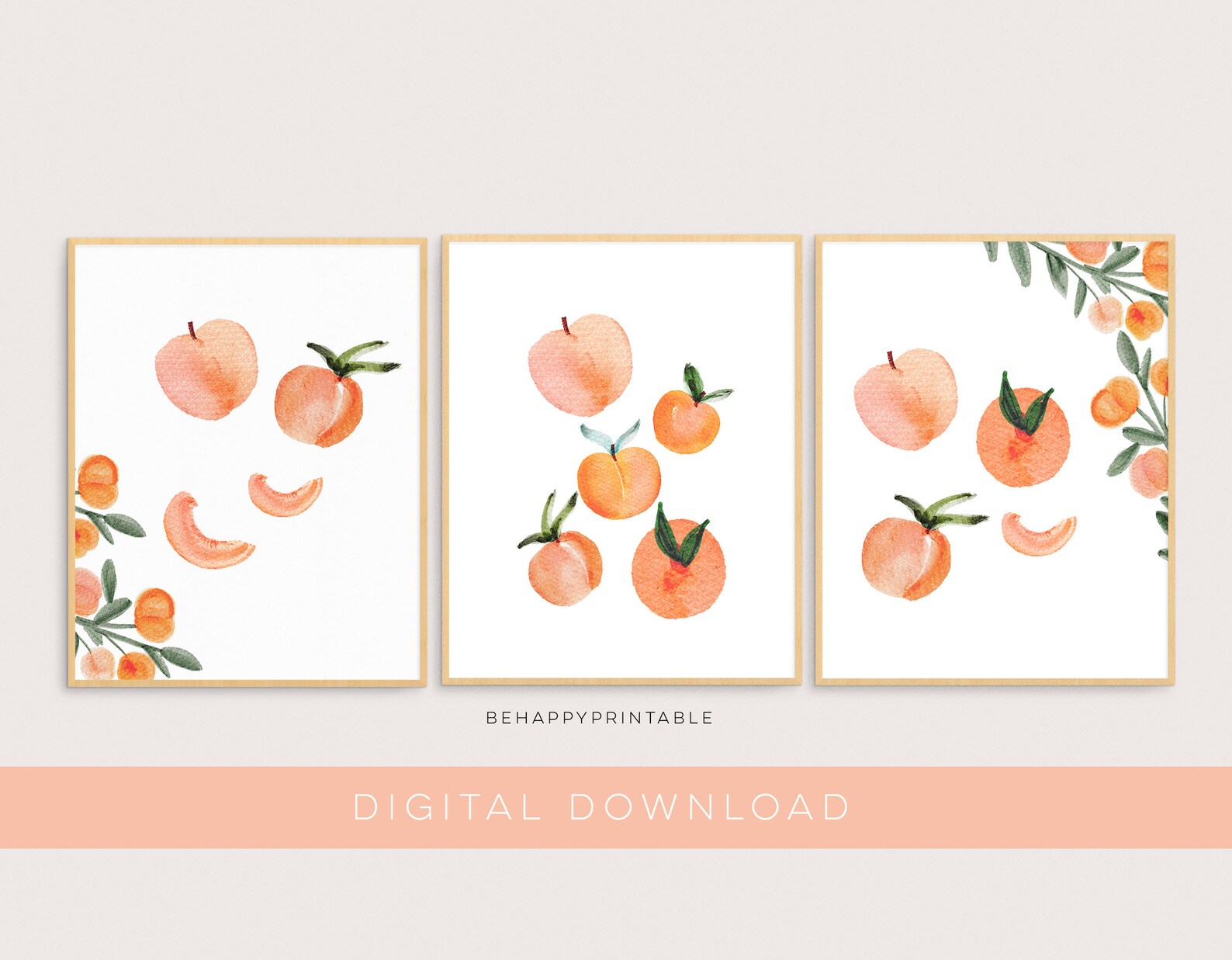 Peach Fruit Wall Art Peach Poster Vintage Wall Art Food Etsy