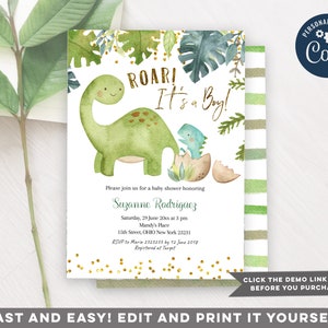 gold dinosaur baby shower