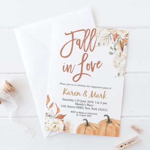 Fall Engagement Party Invitation Rustic Pumpkin Engagement Etsy