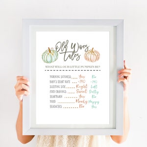 Old Wives Tales Sign Printable ,Pumpkin Gender Reveal Decoration, Poster Board Digital Download Pumpkin Boy Girl Baby Party Decor, c127