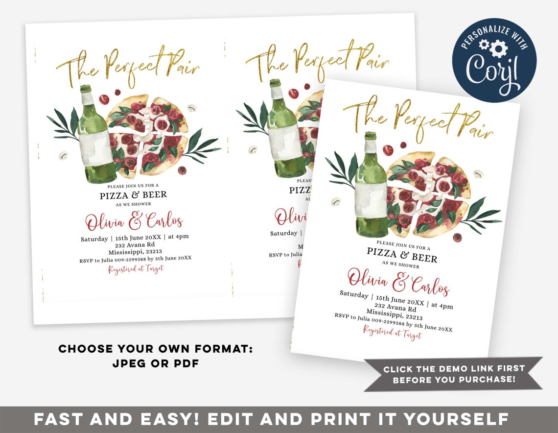 EDITABLE the Perfect Pair Bridal Shower Invitation Love and - Etsy